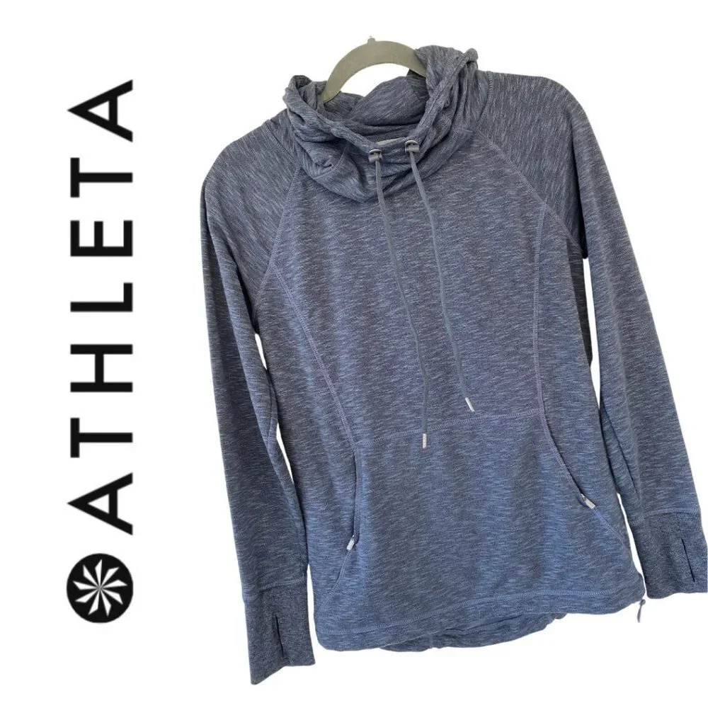 Athleta, Space Dye‎ Cowl Neck Pullover Hoodie, Blue